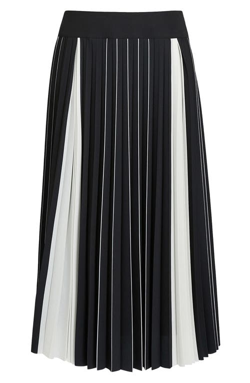 Shop Marina Rinaldi Zina Colorblock Pleated Midi Skirt In Black White