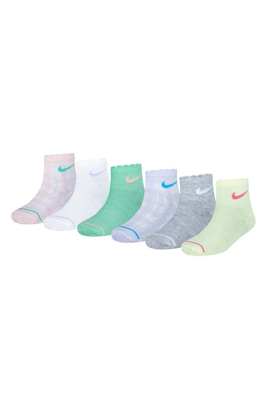 Nike Kids' Metallic Swoosh Scallop Welt Ankle Socks In  Pink Bloom