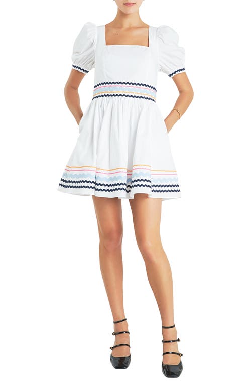 Rickrack Trim Fit & Flare Minidress in White