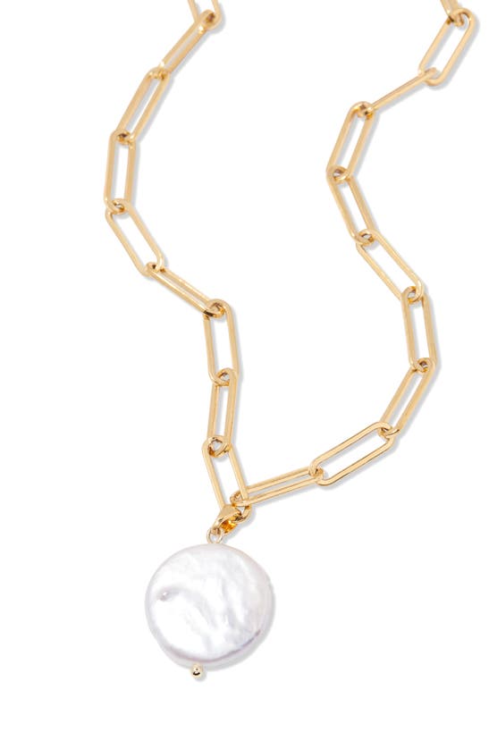Shop Brook & York Brook And York Olive Mother-of-pearl Pendant Paper Clip Chain Necklace In Gold