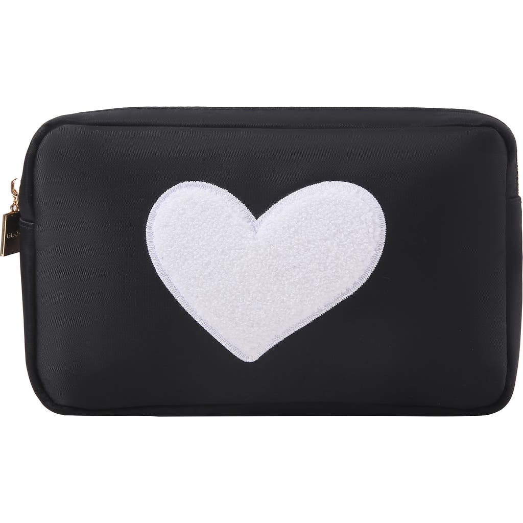 Bloc Bags Medium Heart Cosmetic Bag In Black/white