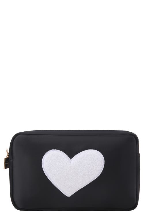Medium Heart Cosmetic Bag in Black/White