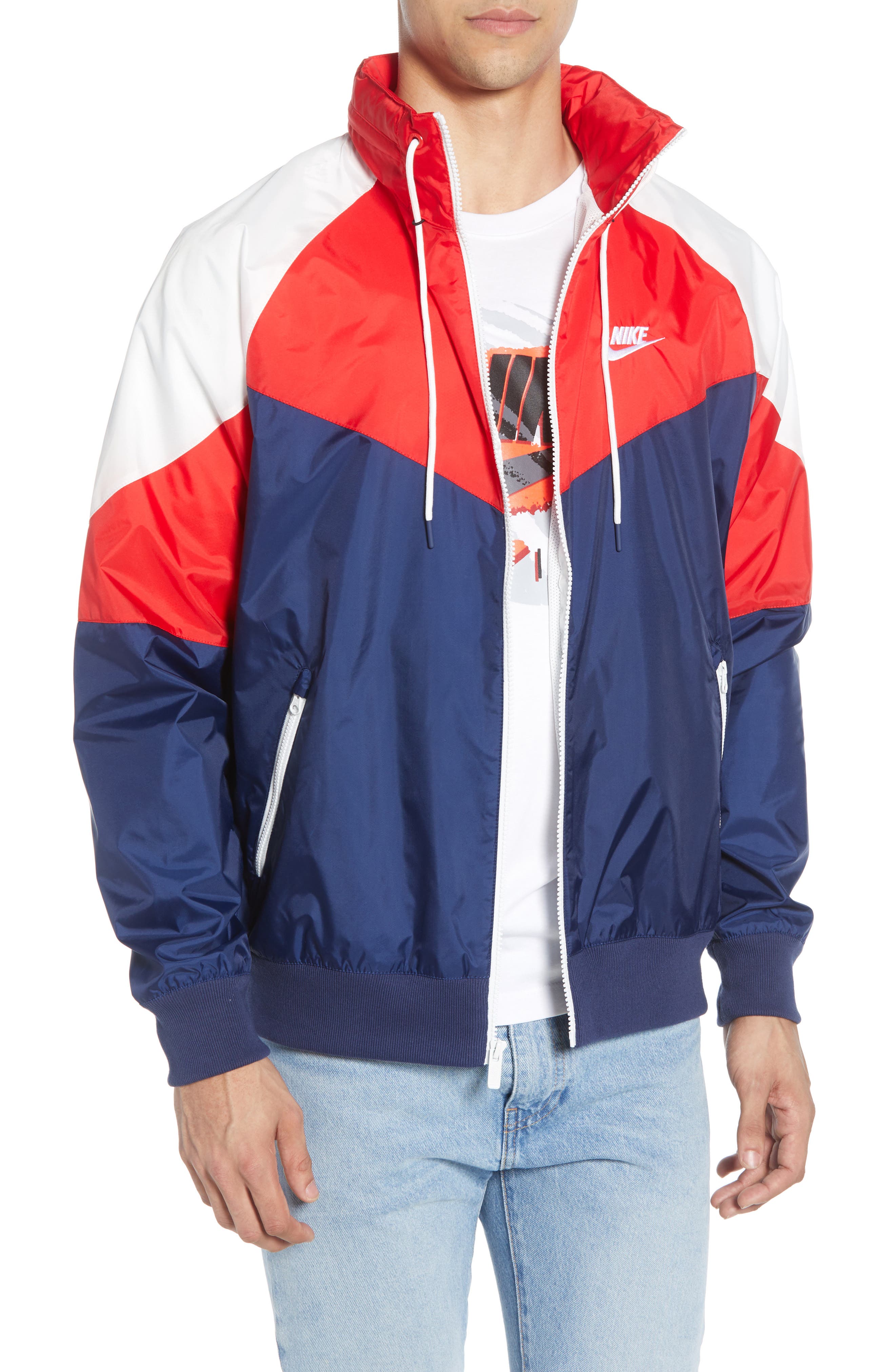 red white and blue nike jacket