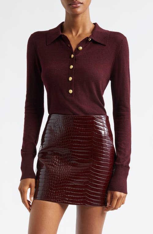 Shop L Agence L'agence Sterling Collar Sweater In Dark Syrah/gold