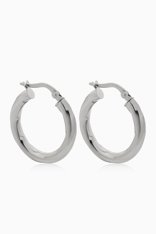 Oradina 14k Gold Goddess Midi Hoops Earrings In White Gold