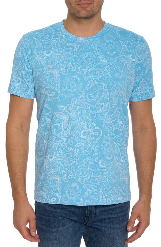 Shop Robert Graham Swanson Cotton Graphic T-shirt In Turquoise