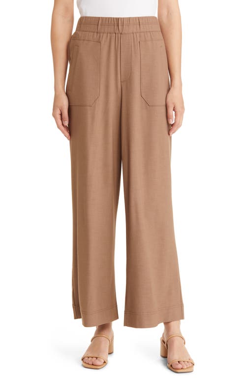 High Waist Patch Pocket Wide Leg Pants in Sandalwood