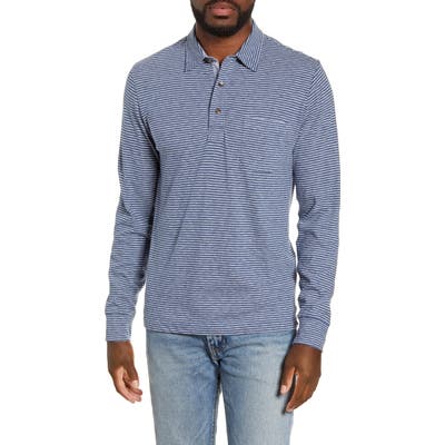 Faherty Luxe Regular Fit Stripe Long Sleeve Polo Shirt