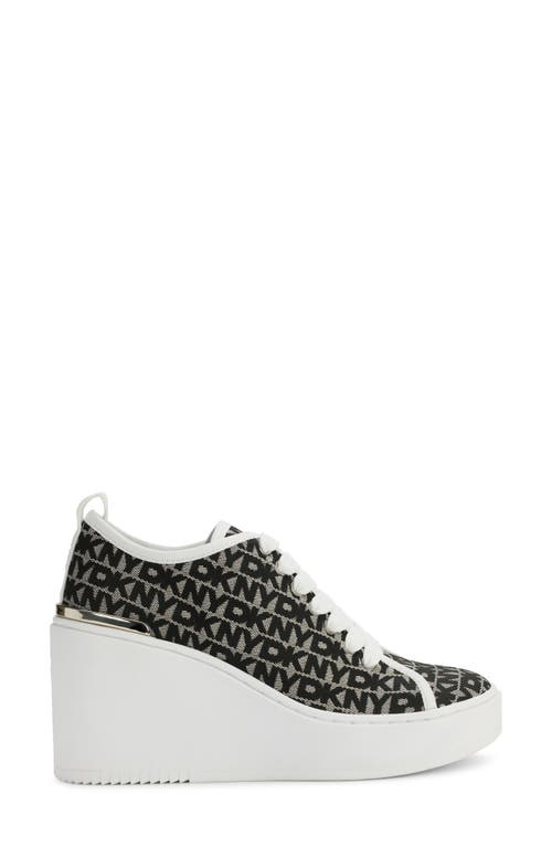 Shop Dkny Byla Wedge Sneaker In White/black