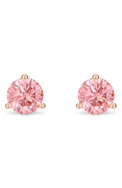 1.5-Carat Round Lab Grown Diamond Stud Earrings in Pink/14K Rose Gold