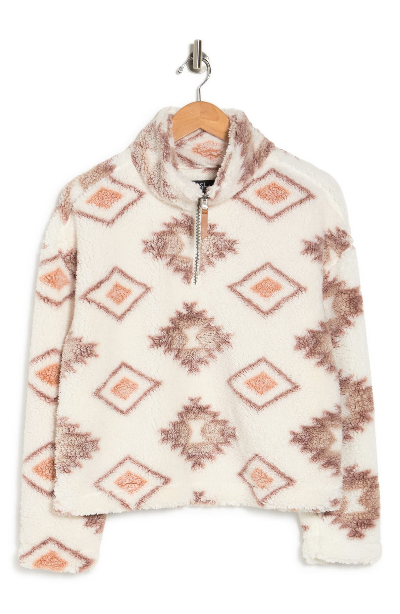 Coffee Shop Aztec Print Fleece Jacket in Cream Aztec at Nordstrom Rack, Size Small