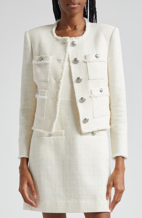 Veronica Beard Olbia Cotton Blend Tweed Jacket Off White at Nordstrom,