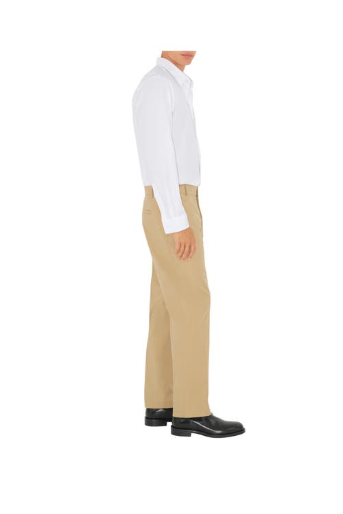 Burberry Logo-embroidered Cotton Chino Trousers In Flax