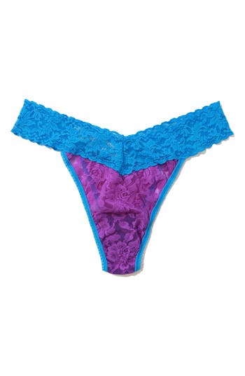 Shop Hanky Panky Signature Lace Original Rise Thong In Royal Purple/laguna Blue