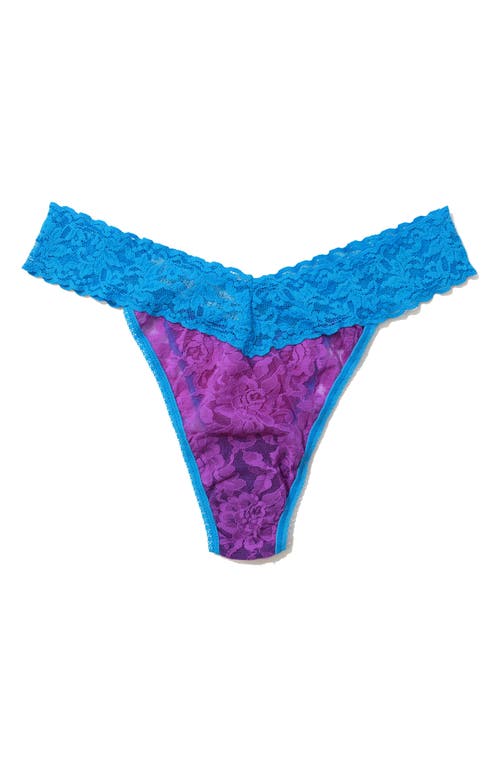 Hanky Panky Signature Lace Original Rise Thong In Royal Purple/laguna Blue