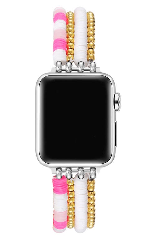 Shop The Posh Tech Bestie Beaded Bracelet Apple Watch® Watchband In Pink