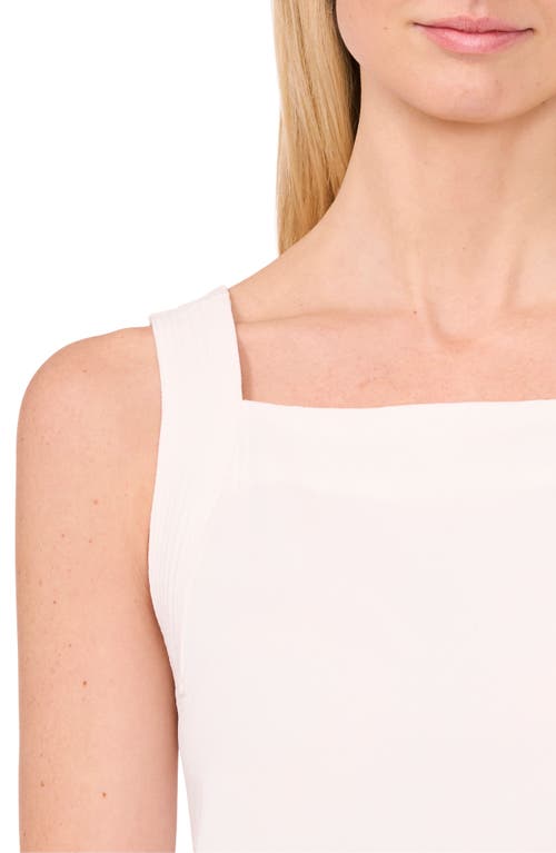 Shop Cece Square Neck Crop Tank Top In New Ivory