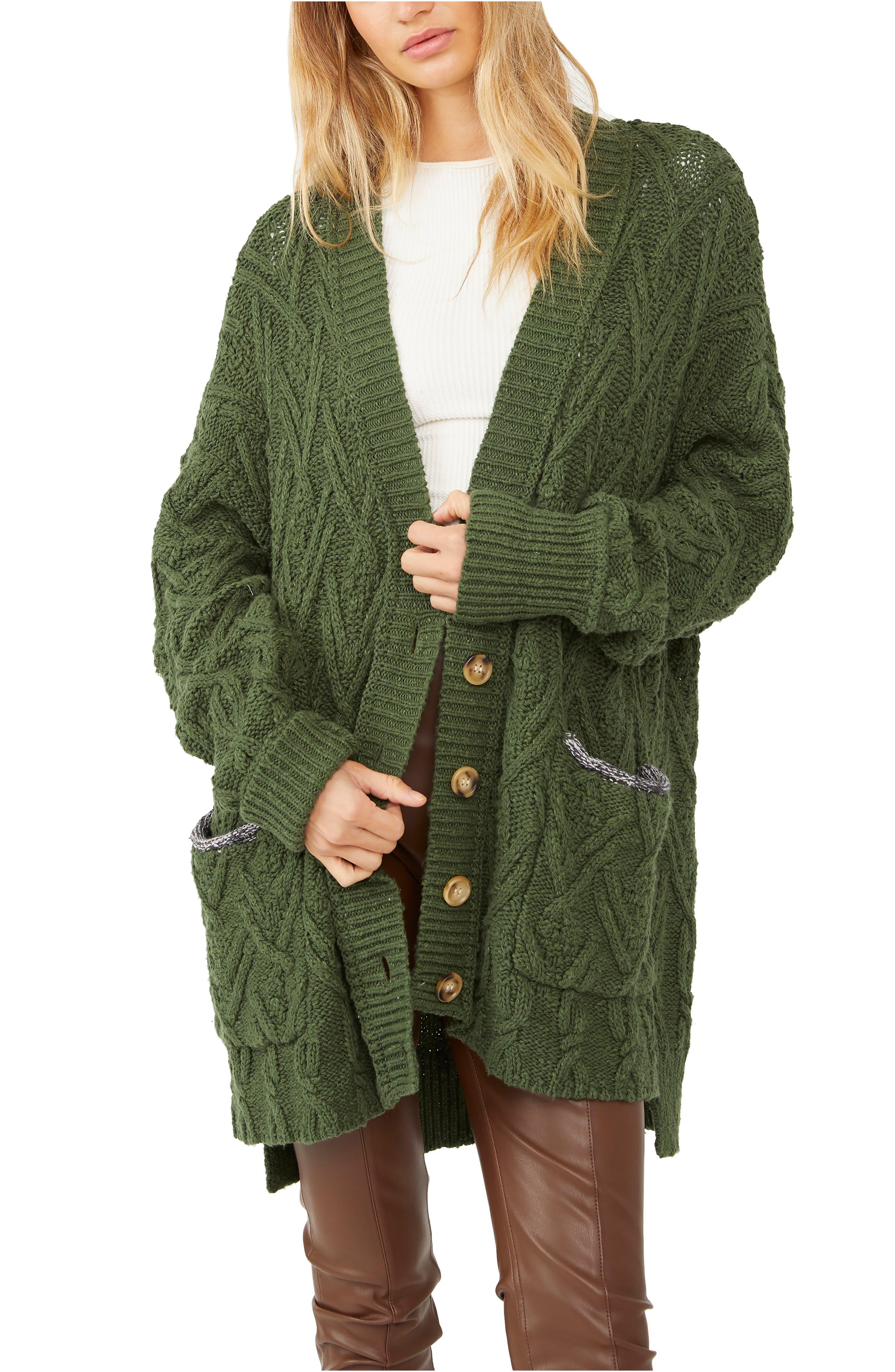 green long cardigan sweater