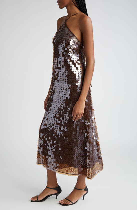 Shop Saks Potts Polly Paillette Embellished Dress In Brown Sequins