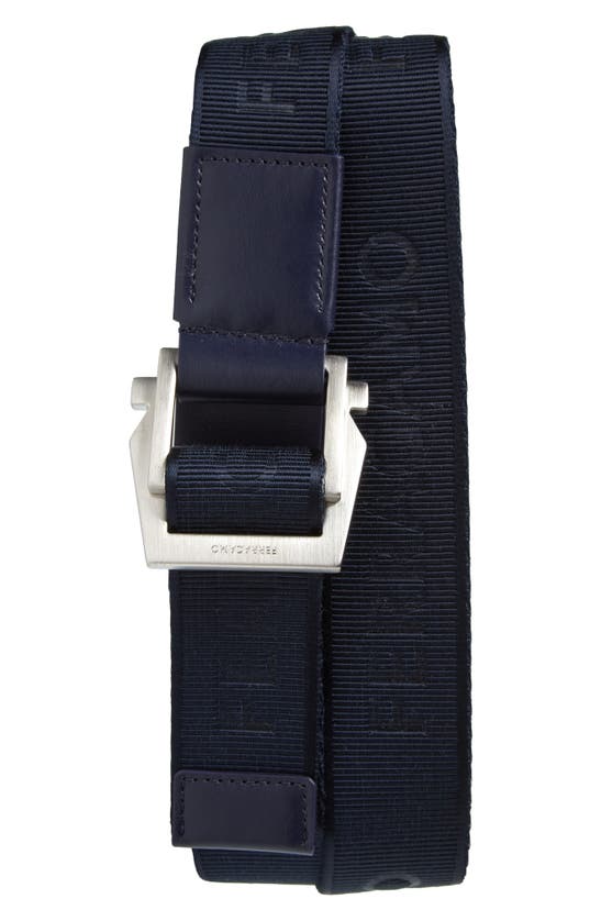 Shop Ferragamo Gancio Buckle Jacquard Belt In Midnight Midnight