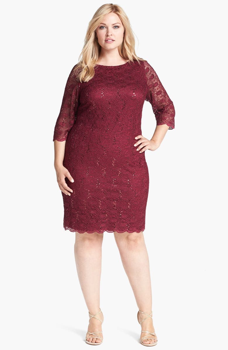Calvin Klein Sequin Detail Lace Sheath Dress (Plus Size) | Nordstrom