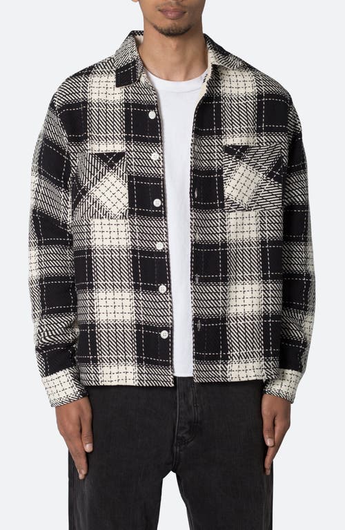 mnml Plaid Classic Flannel Button-Up Shirt Black at Nordstrom,