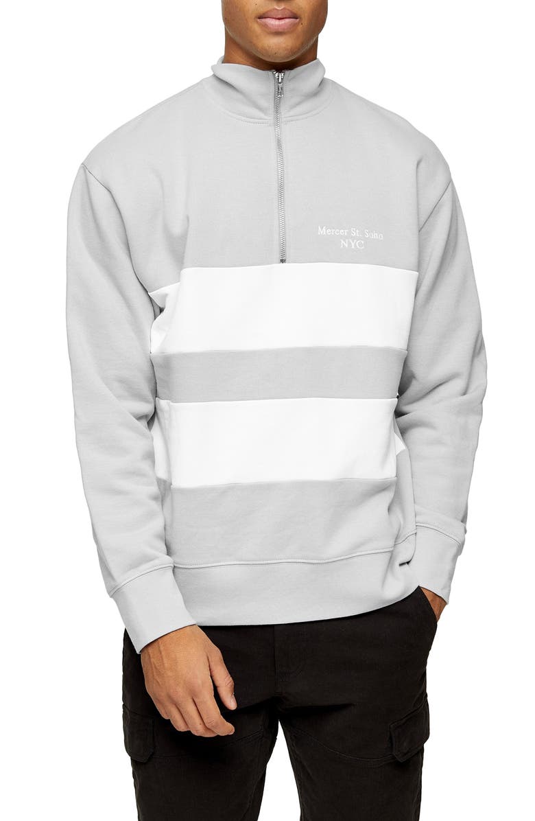 Topman Stripe Quarter Zip Sweatshirt Nordstrom