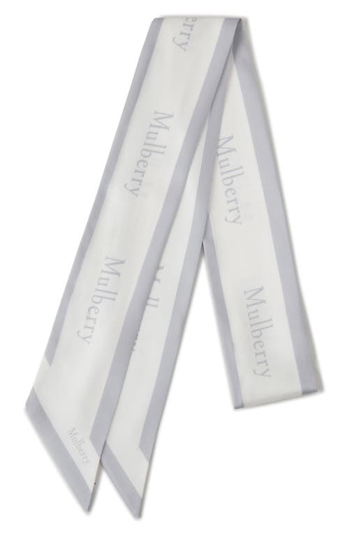 Mulberry Logo Twilly Scarf in Pale Grey - White at Nordstrom