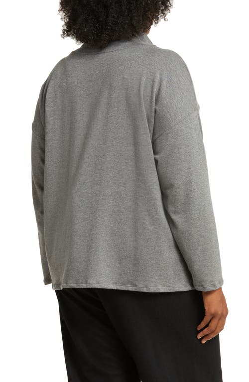 Eileen Fisher Drapey Funnel Neck Brushed Terry Tunic In Ash