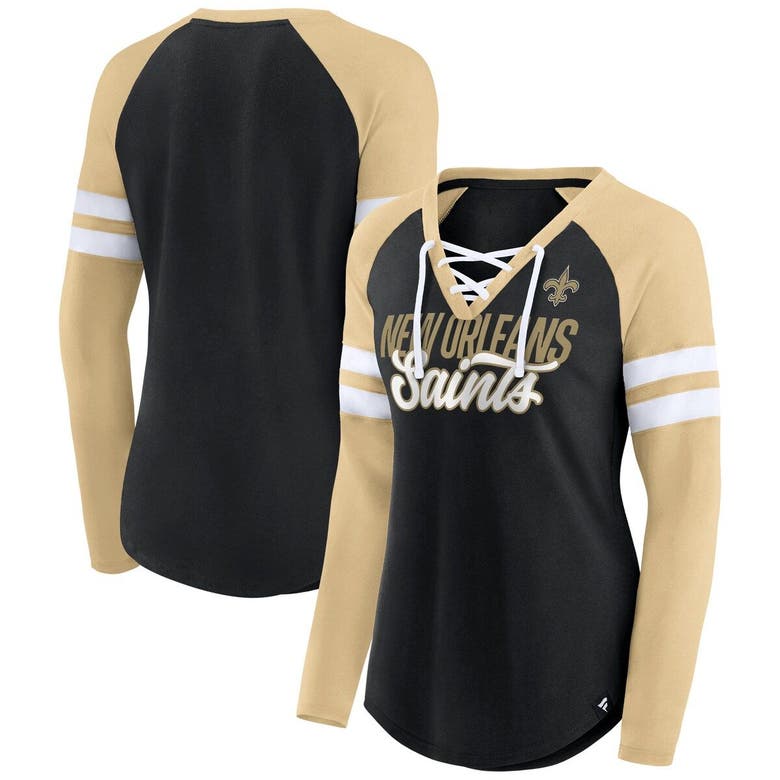 Men's Fanatics Branded New Orleans Saints Black/Gold Square Off Long Sleeve  T-Shirt