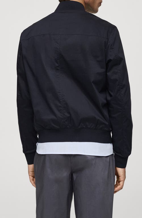 Shop Mango Bomber Jacket In Dark Navy