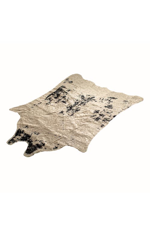 Shop Luxe Faux Cowhide Rug In Salty Off-white/black Gold