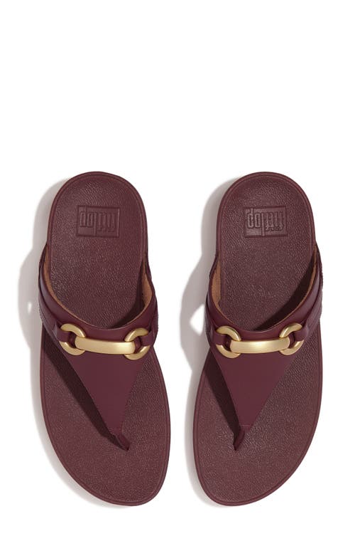 Shop Fitflop Lulu Platform Wedge Flip Flop In Deep Maroon