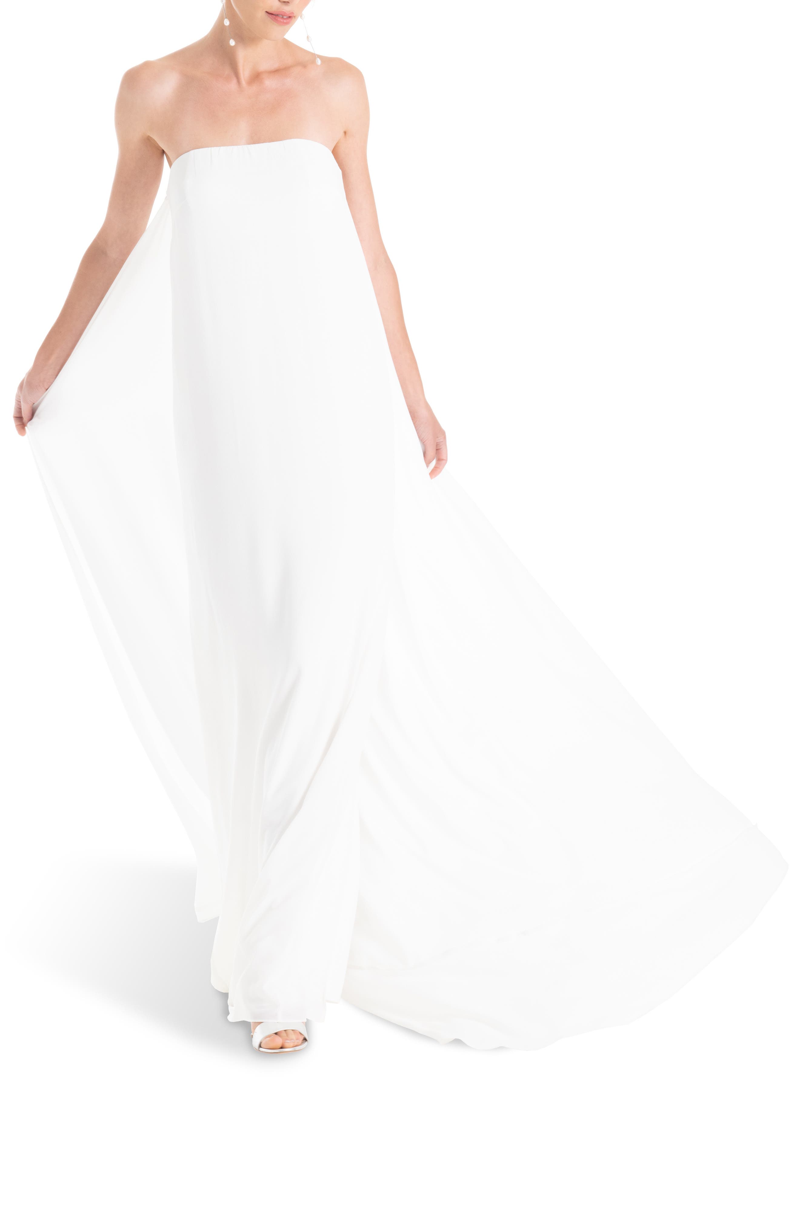 strapless column gown