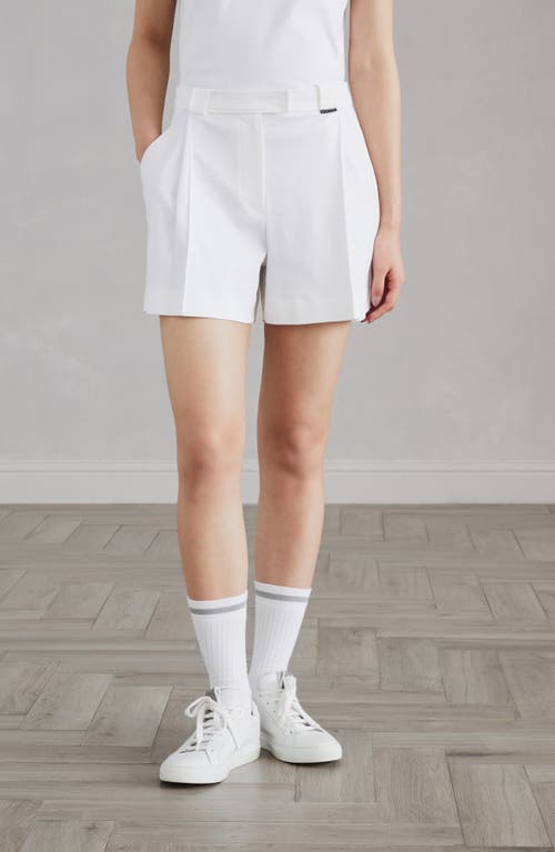 Shop Brunello Cucinelli Cotton Interlock Shorts With Shiny Tab In White