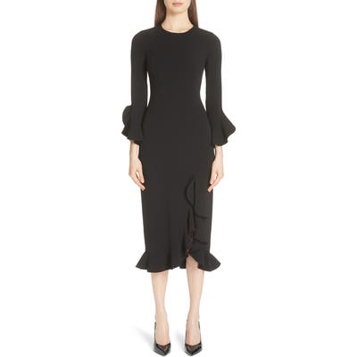 Michael Kors Rumba Ruffle Trim Stretch Wool Dress, Black