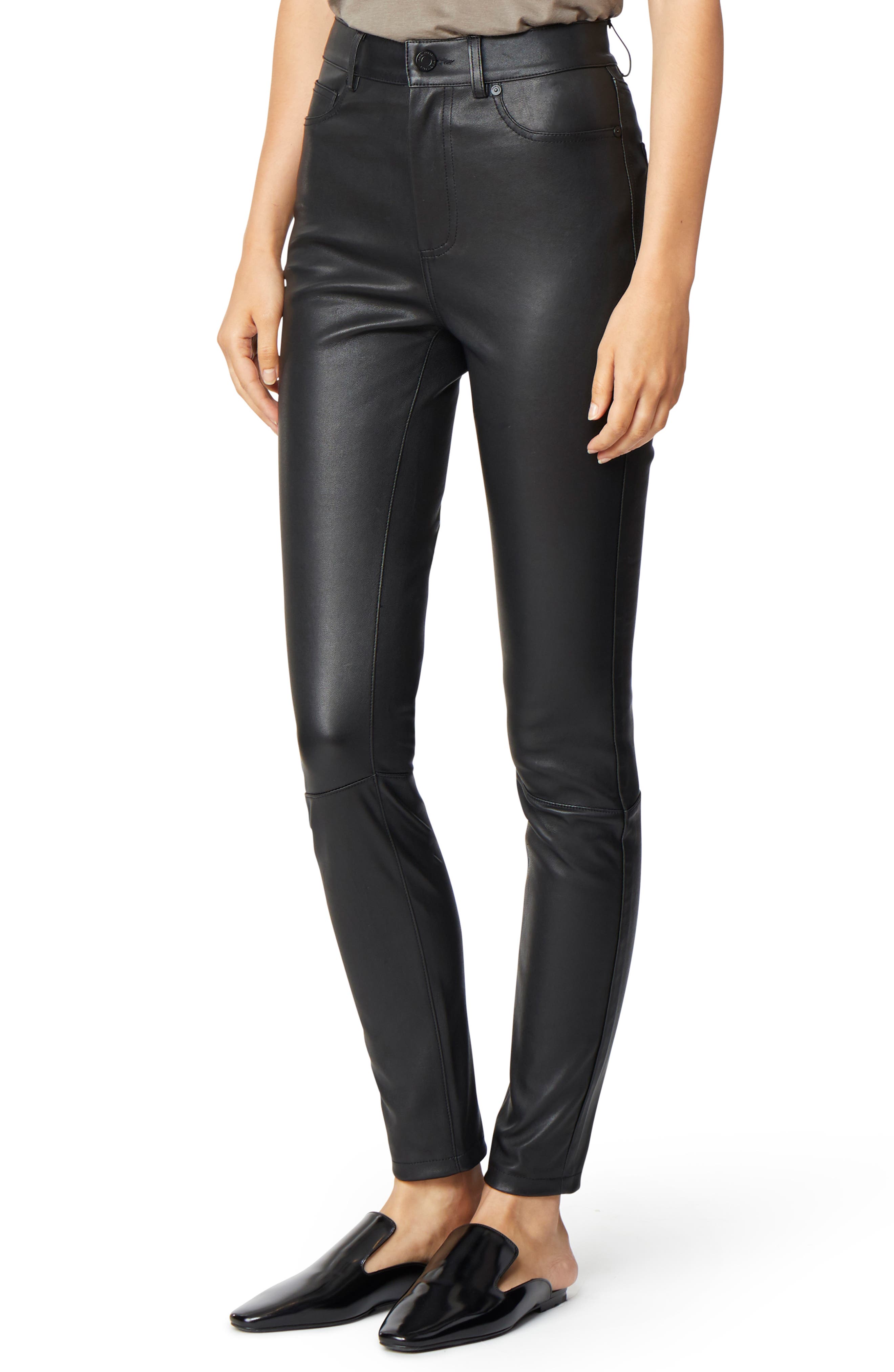 high rise leather pants