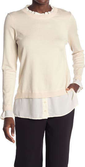 Ruffle Neck Twofer Sweater