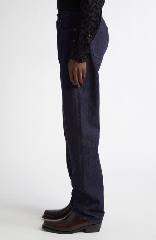 Shop Versace Reactive Straight Leg Jeans In Dark Blue