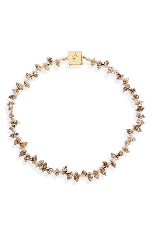 Éliou Tubi Shell & Freshwater Pearl Necklace in Tiger Nassa Shell