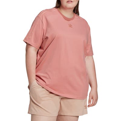 Plus Size Adidas Originals 3-Stripes Boyfriend T-Shirt, Pink