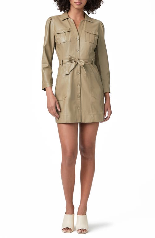 PAIGE Karmine Faux Leather Belted Shirtdress Brushed Olive at Nordstrom,