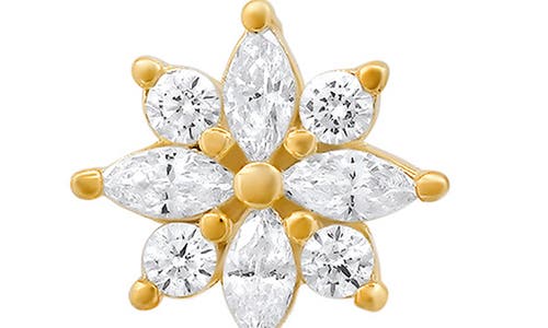 Queen Jewels Dangling Freshwater Pearl & Cubic Zirconia Floral Drop Earrings In Gold