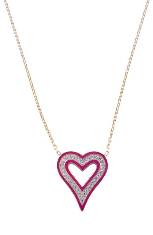 Shymi Enamel Heart Pendant Necklace In Gold/pink