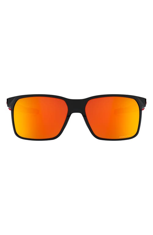 Oakley Portal 59mm Polarized Square Sunglasses In Polished Black/prizm Ruby