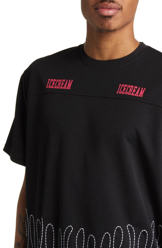 Shop Icecream Embroidered Mesh Shirt In Black