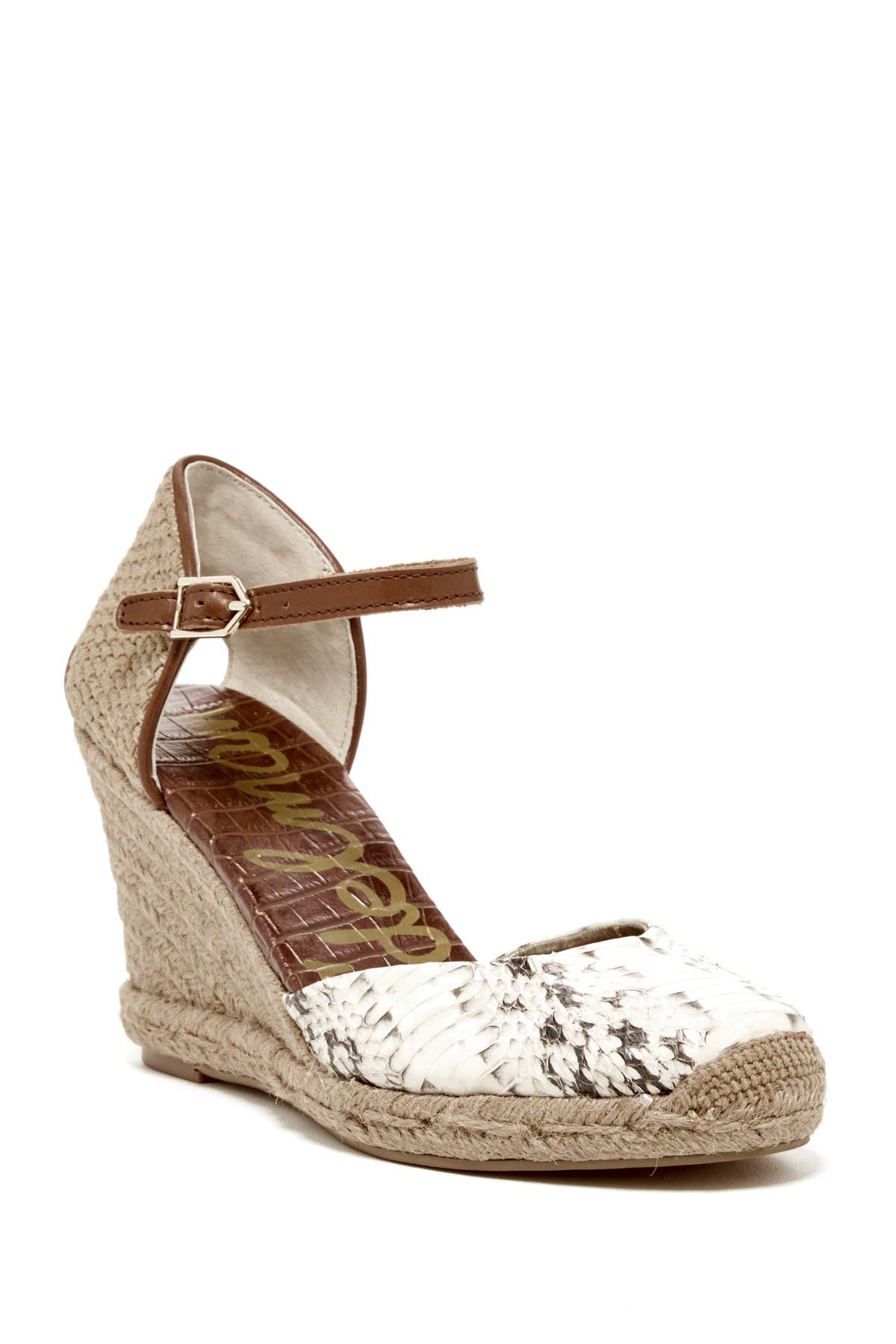 snakeskin espadrille wedges
