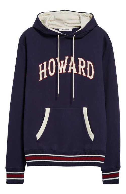 Shop Wales Bonner Howard University Cotton Fleece Hoodie In Navy