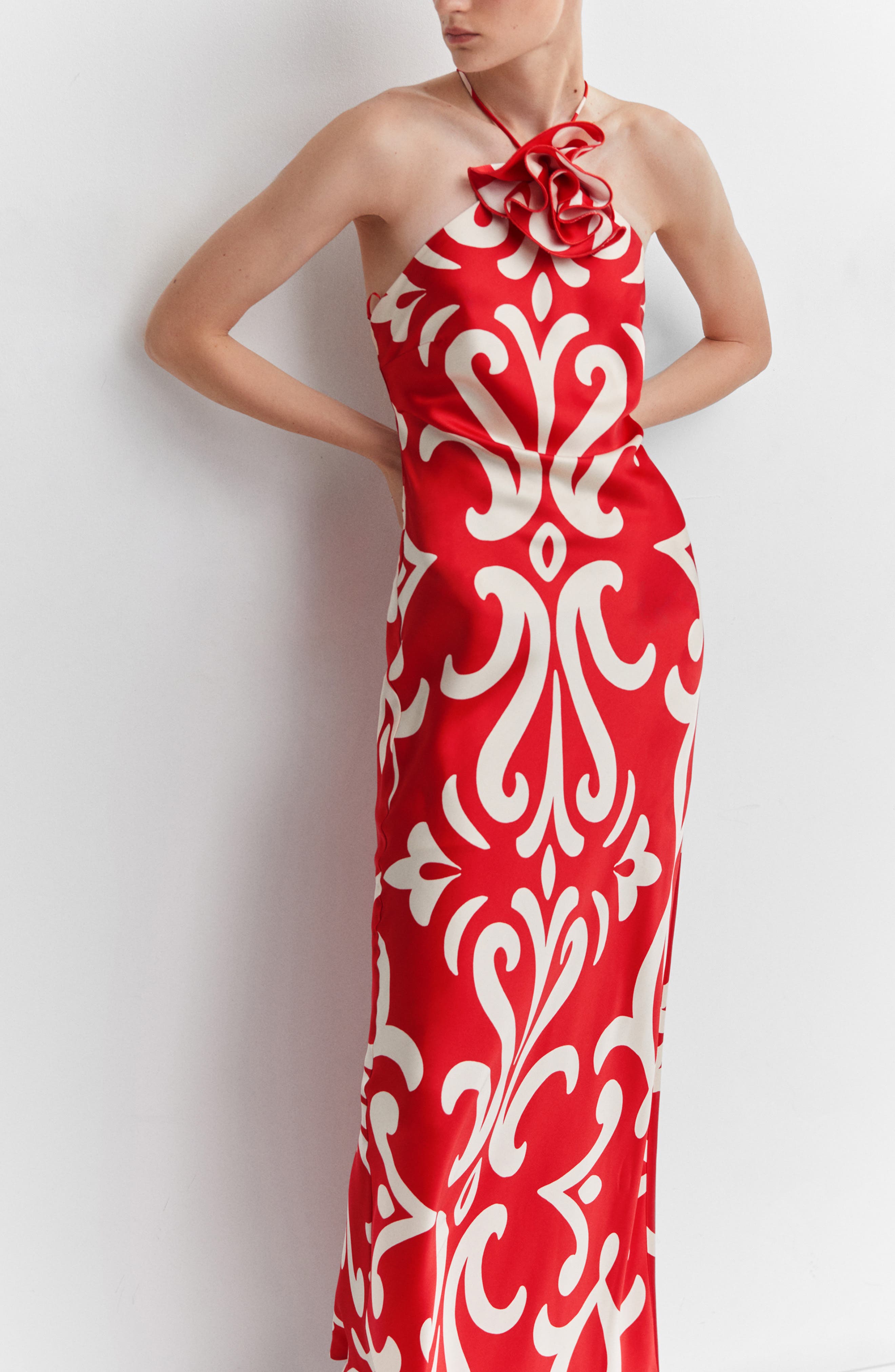 strapless open back dress SELENE / A Line Red Wedding Dress with Beaded Sparkling Bodice