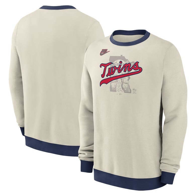 Shop Nike Cream Minnesota Twins Cooperstown Collection Fleece Pullover Sweatshirt